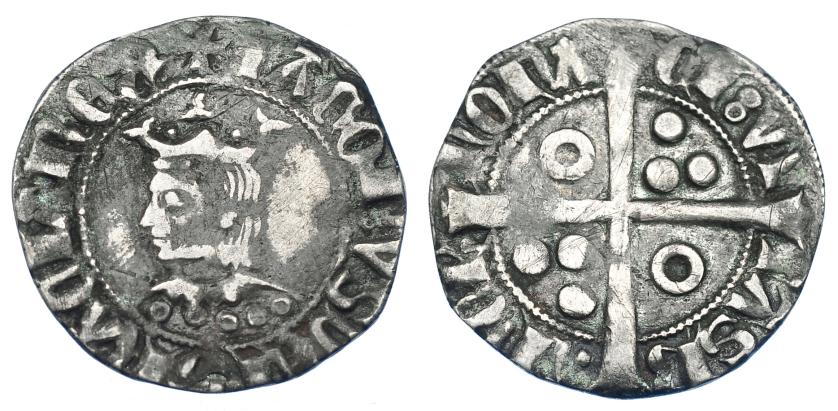 2414 - CORONA DE ARAGÓN. JAIME EL JUSTO (1291-1327). Croat. Barcelona. CIVI en tres puntos. AR 2,69 g. 27,7 mm. IV-337. BC+/MBC-.