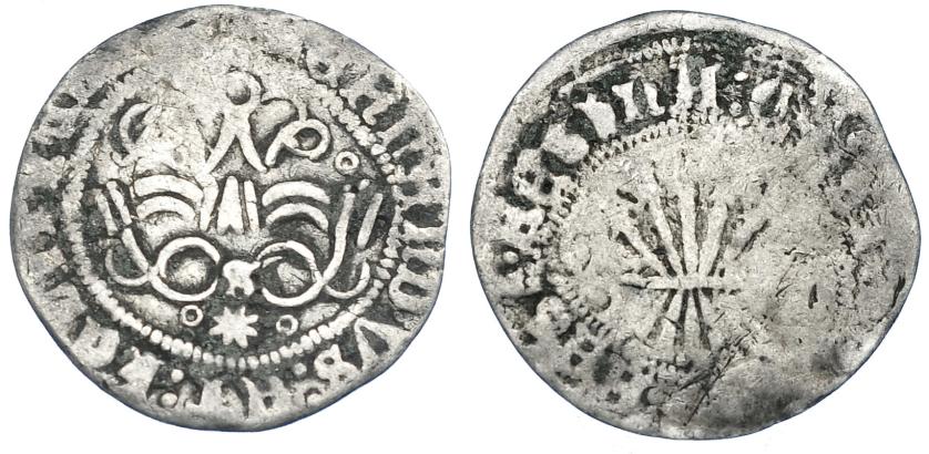 2418 - REYES CATÓLICOS. 1/4 real. Sevilla. Estrella de ocho puntas en anv. AR 0,68 g. 15,2 mm. AC-173. BC+/BC-. Muy escasa.