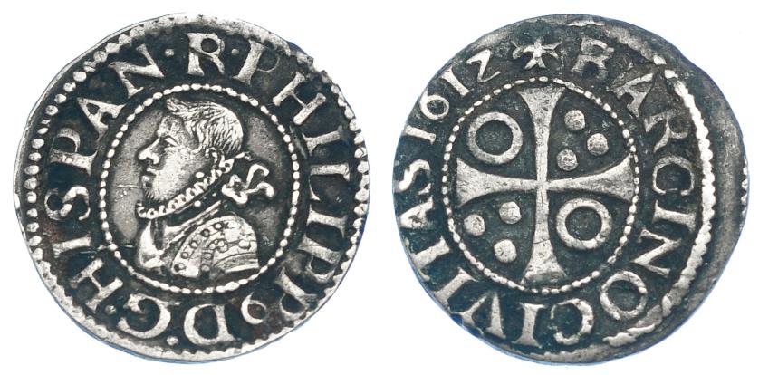 2473   -  FELIPE III. 1/2 croat. 1612. Barcelona. AC-375. MBC.