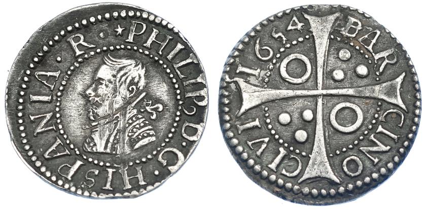 2521   -  FELIPE IV. Croat. 1654. Barcelona. AC-670. Rayas en anv. MBC.