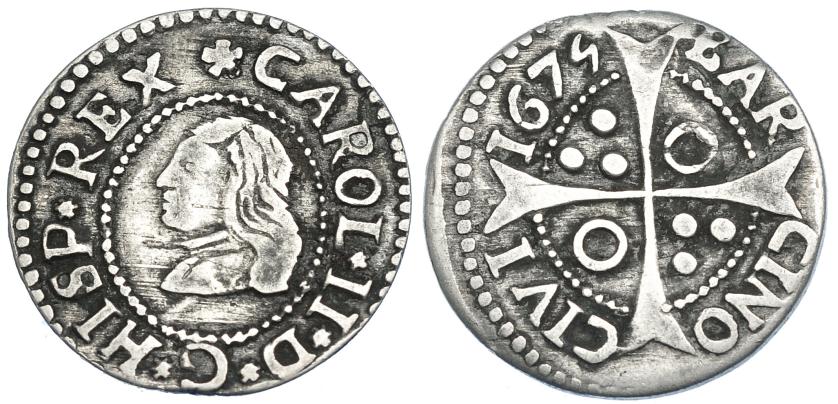 2534   -  CARLOS II. Croat. 1675. Barcelona. Ley. CAROL. AC-205. MBC-/MBC.