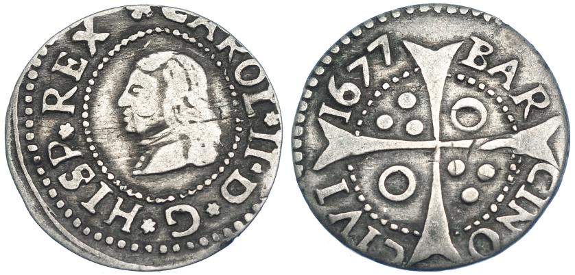 2536   -  CARLOS II. Croat. 1677. Barcelona. AC-208. MBC-.