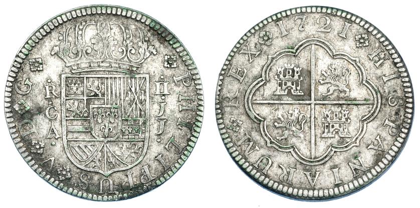 2549   -  FELIPE V. 2 reales. 1721. Cuenca. JJ. VI-560. MBC.