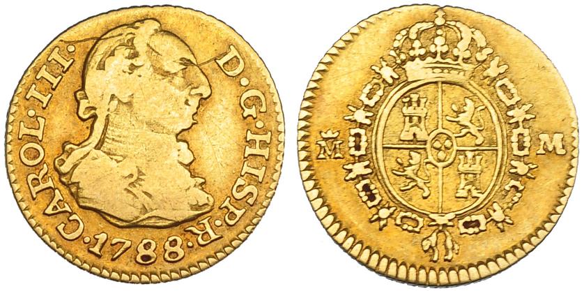 2561   -  CARLOS III. 1/2 escudo. 1788. Madrid. M. VI-1068. Fina raya. MBC-/MBC. Ex col. "Chicho" Ibáñez Serrador.