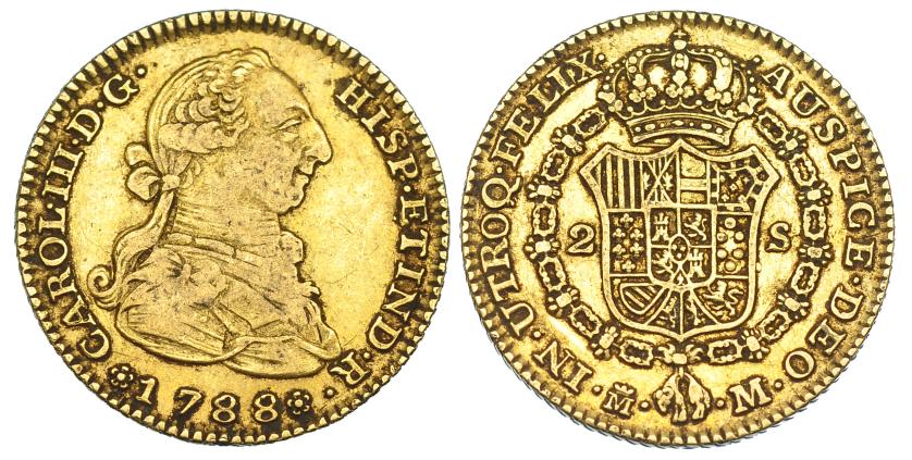 2566   -  CARLOS III. 2 escudos. 1788. Madrid. M. VI-1297. MBC-/MBC.