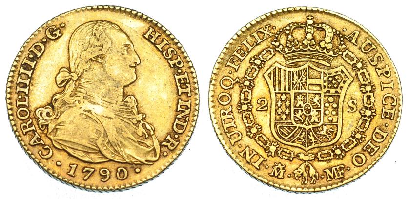 2575   -  CARLOS IV. 2 escudos. 1790. Madrid. MF. VI-1040. MBC-.