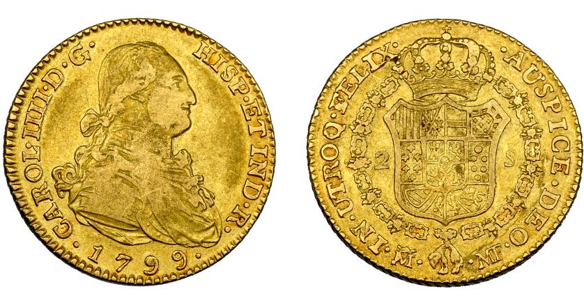2577   -  CARLOS IV. 2 escudos. 1799. Madrid. MF. VI-1048. MBC-.