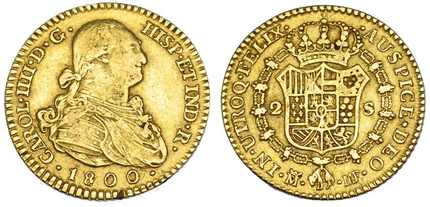 2578   -  CARLOS IV. 2 escudos. 1800. Madrid. MF. VI-1049. Golpecito en gráfila. MBC-.