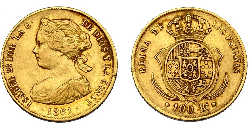 2588   -  ISABEL II. 100 reales. 1861. Madrid. VI-648. MBC-.