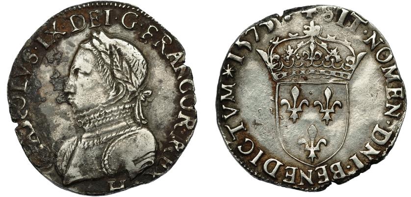 2626   -  MONEDA EXTRANJERA. FRANCIA. Enrique III. Testón. 1575. La Rochelle. H. AR 9,5 g. 29,3 mm. Duplessy-1106. 