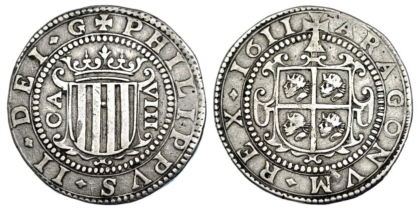 1003   -  FELIPE III. 8 reales. 1611. Zaragoza. AC-996. MBC. Muy rara.