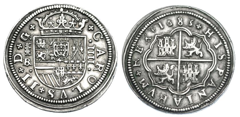 1055   -  CARLOS II. 4 reales. 1683. Segovia. BR. Fecha pequeña. Acueducto de 3 arcos. AC-558 vte. MBC+.