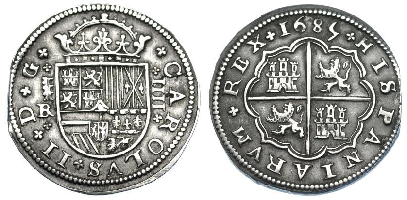 1057   -  CARLOS II. 4 reales. 1685. Segovia. BR. AC-566. Final de plancha. MBC+/MBC.