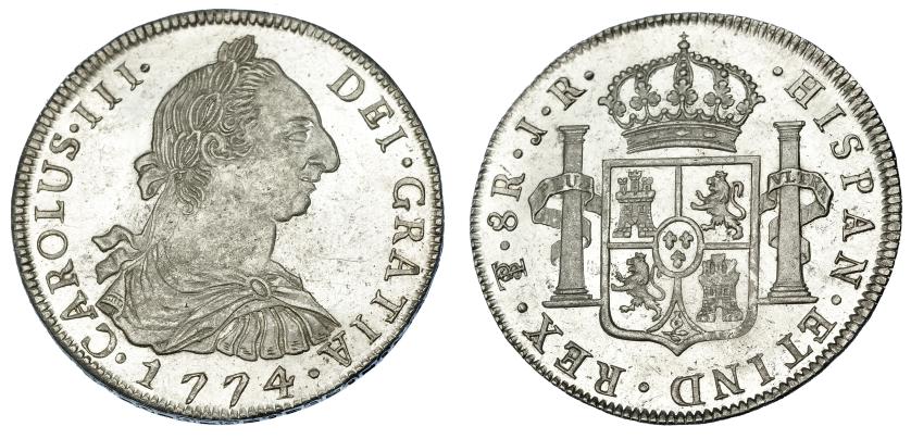 1089   -  CARLOS III. 8 reales. 1774. Potosí. JR. VI-980. Pleno B.O. SC.