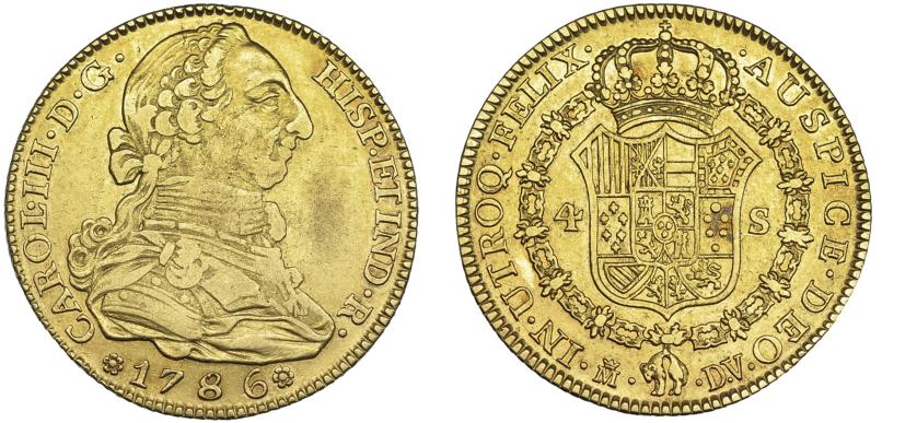 1094   -  CARLOS III. 4 escudos. 1786. Madrid. DV. VI-1470. MBC/EBC-. Ex col "Chicho" Ibáñez Serrador. 