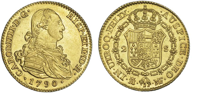 1112   -  CARLOS IV. 2 escudos. 1790. Madrid. MF. VI-1040. B.O. EBC/EBC+.