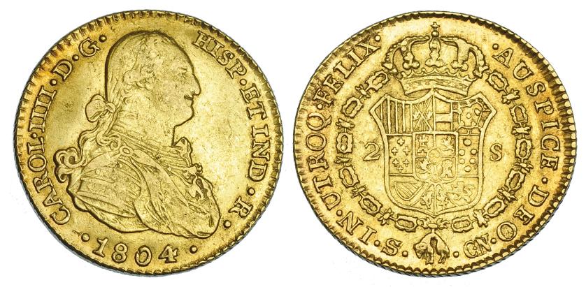 1113   -  CARLOS IV. 2 escudos. 1804. Sevilla. SN. VI-1165. R.B.O. MBC+.