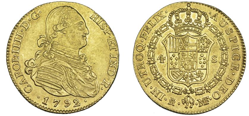 1116   -  CARLOS IV. 4 escudos. 1792. Madrid. MF. VI-1196. MBC+/EBC. Ex col. 