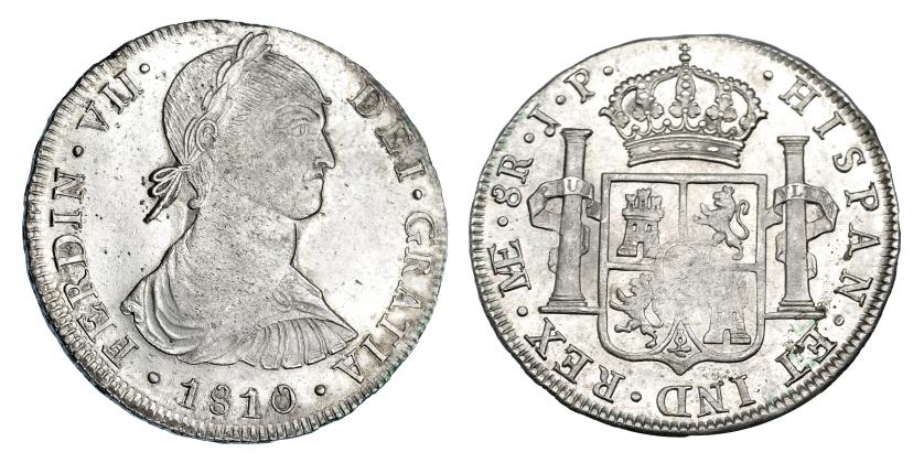 1133   -  FERNANDO VII. 8 reales. 1810. Lima. JP. VI-1039. Acuñación floja en rev. R.B.O. EBC. Escasa.