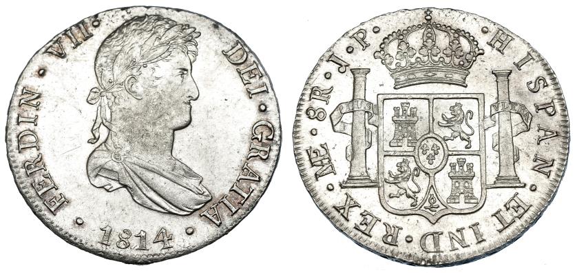 1134   -  FERNANDO VII. 8 reales. 1814. Lima. JP. VI-1045. Ligera pátina. B.O. EBC+.