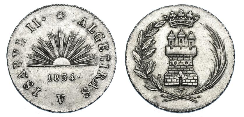 1143   -  ISABEL II. Medalla de Proclamación. 1834. Algeciras. H-1. AR. 25,5 mm. EBC-.