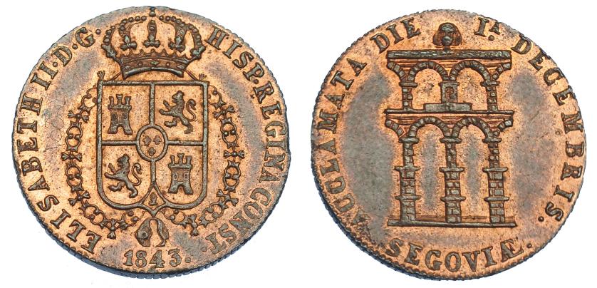 1163   -  ISABEL II. Medalla Mayoría de edad. 1843. Segovia. AE 23,8 mm. H-15 vte. MPN-639. B.O. EBC.