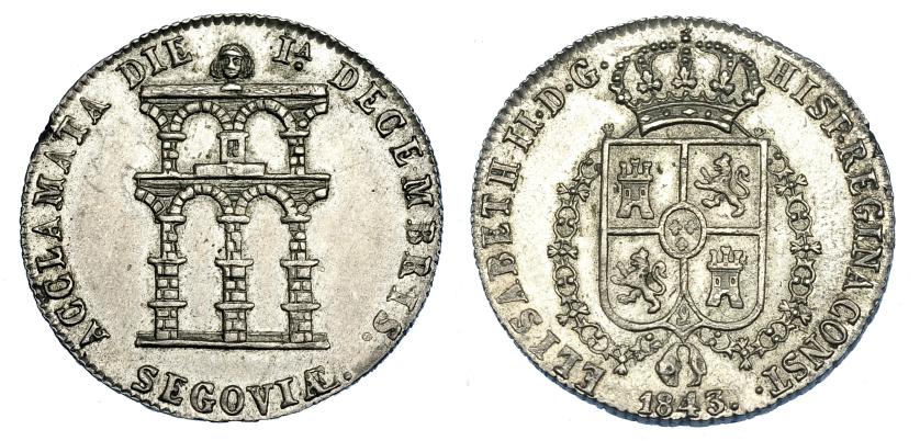 1165   -  ISABEL II. Medalla Mayoría de edad. 1843. Segovia. AR 23,5 mm. H-15. MBC+.