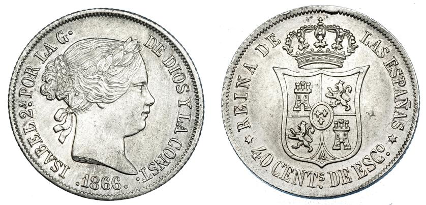 1176   -  ISABEL II. 40 céntimos de escudo. 1866. Madrid. VI-430. EBC/EBC-.