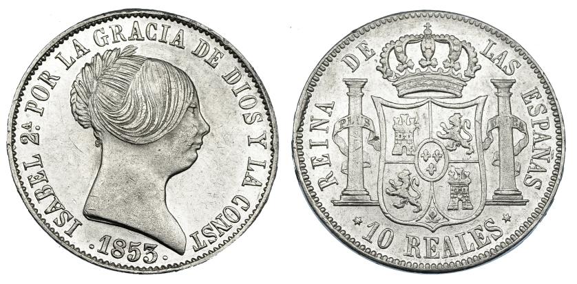 1177   -  ISABEL II. 10 reales. 1853. Madrid. VI-452. EBC-/MBC+.