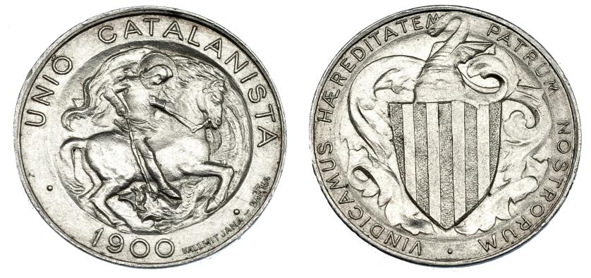 1199   -  UNIÓN CATALANISTA. Módulo 1 peseta. 1900. Talleres Vallmitjana de Barcelona. VII-202. EBC.