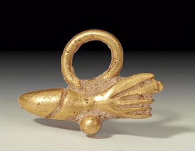 2025   -  ROMA. Imperio Romano. Amuleto fálico (I-III d.C.). Oro. Con arandela. Longitud 13 mm.