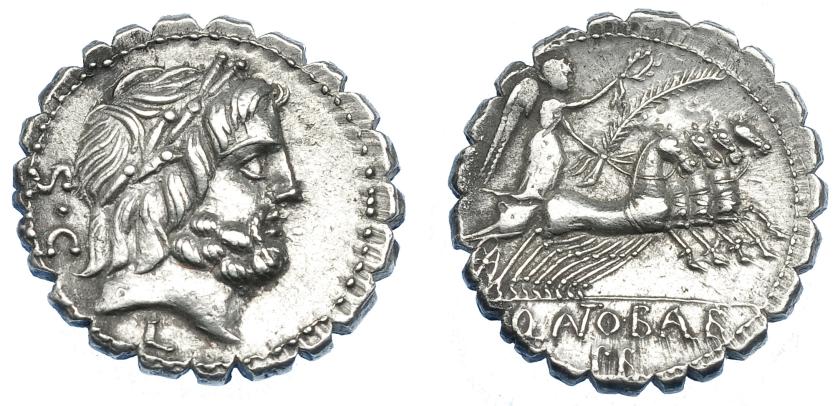 403   -  REPÚBLICA ROMANA. ANTONIA. Denario. Roma (83-82 a.C.). A/ Debajo de la cabeza de Júpiter, letra L. AR 4,02 g. 18,7 mm. CRAW-364.1b. FFC-157. EBC-.