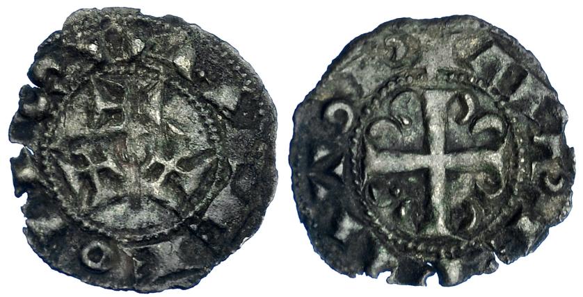 681   -  REINOS DE CASTILLA Y LEÓN. ALFONSO VII. Óbolo-meaja. ¿Sahagún?. A/ ALEFONSU. R/ IMPERATOR.VE 0,27 g. 12,6 mm. III-no. MM-A7:80.1(4), mismo ejemplar. BMM-213. MBC+. Rarísima. Dos ejemplares conocidos. Ex HSA 28802. Ex Vico, 10-2012, lote 630.