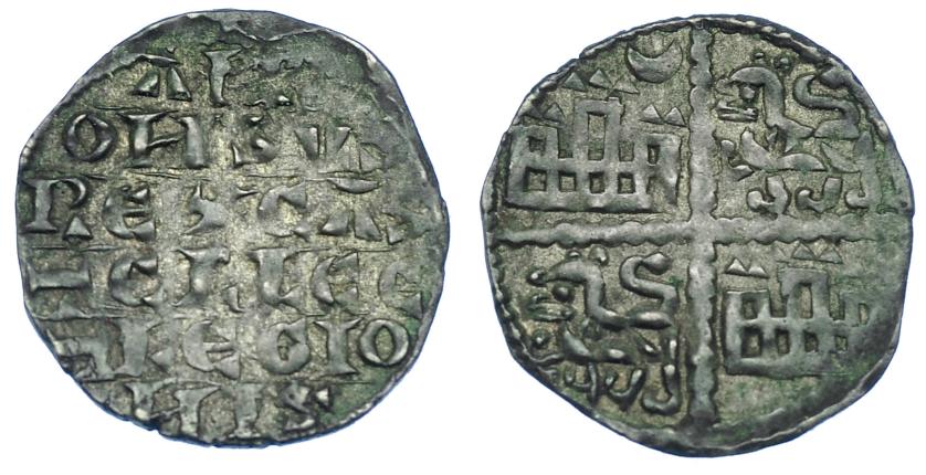 689   -  REINOS DE CASTILLA Y LEÓN. ALFONSO X. Dinero de seis líneas o blanca (vellón rico). Marca creciente. VE 0,83 g. 17,2 mm. III-328. BMM-368. EBC-.