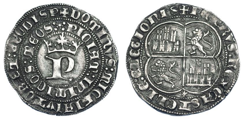 692   -  REINOS DE CASTILLA Y LEÓN. PEDRO I. Real. Coruña. R/ Final de la ley. : LEGIONIS. AR 3,21 g. 26,5 mm. III-379. BMM-529. MBC+. Escasa.