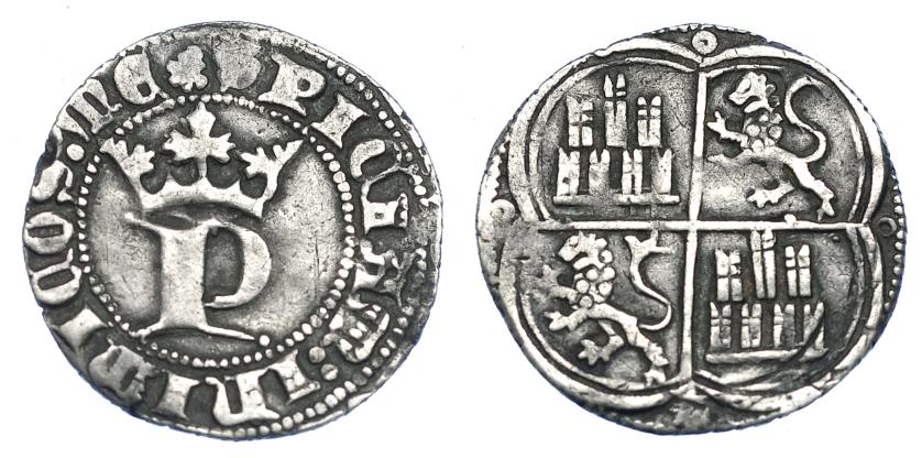 699   -  REINOS DE CASTILLA Y LEÓN. PEDRO I. Real. Coruña. Recortado para circular como 1/2 real. AR 1,88 g. 19,8 mm. III-379 vte. BMM-529 vte. Golpecito en canto. MBC. Rara.