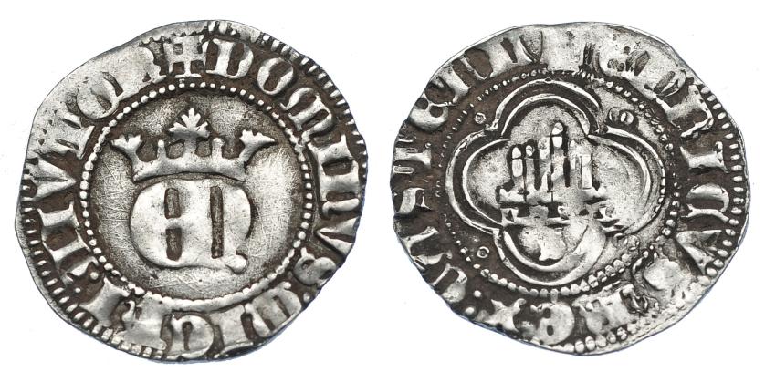 716   -  REINOS DE CASTILLA Y LEÓN. ENRIQUE II. 1/2 real. Sevilla. AR 1,74 g. 21,1 mm. III-410. BMM-559. MBC-. 