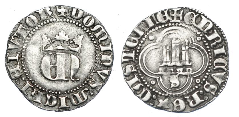 717   -  REINOS DE CASTILLA Y LEÓN. ENRIQUE II. 1/2 real. Sevilla. AR 1,73 g. 19,4 mm. III-410. BMM-559. MBC. 