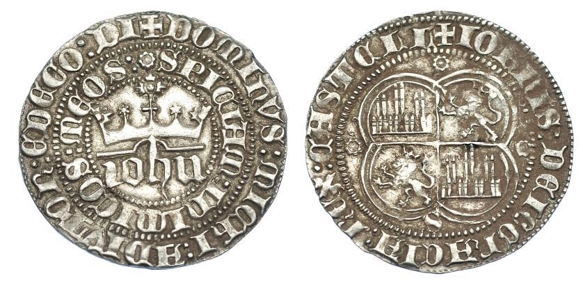 722   -  REINOS DE CASTILLA Y LEÓN. JUAN I. Real. Sevilla. Estrellas en corona. AR 3,50 g. 27,2 mm. III-539. BMM-799. MBC+/MBC.