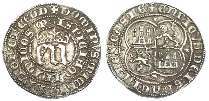 733   -  REINOS DE CASTILLA Y LEÓN. ENRIQUE III. Real. Sevilla. E y N grandes. AR 3,46 g. 29 mm. III-585 vte. BMM-759 vte. EBC-/MBC+.