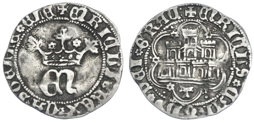 755   -  REINOS DE CASTILLA Y LEÓN. ENRIQUE IV. 1/2 real. Toledo. AR 1,71 g. 21,4 mm. III-702. BMM-919. MBC. Escasa.