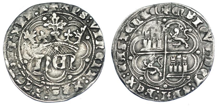 756   -  REINOS DE CASTILLA Y LEÓN. ENRIQUE IV. Real. Burgos. Ar 3,19 g. 27 mm. III-708.1. BMM-900. MBC-.