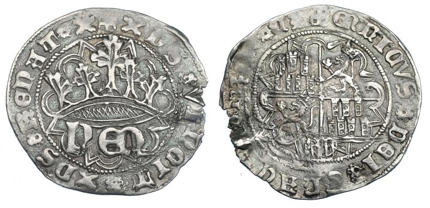 757   -  REINOS DE CASTILLA Y LEÓN. ENRIQUE IV. Real. Segovia. AR 3,21 g. 26,5 mm. III-712. BMM-905. Rotura al borde. MBC+.