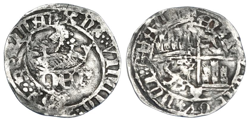 761   -  REINOS DE CASTILLA Y LEÓN. ENRIQUE IV. 1/2 real. Cuenca. R/ + ENRICUS CARTUS DEI GRACIA, estrella a la der. en anv. Ar 1,51 g. 20,8 mm. III-724 vte. BMM-934.3 vte. BC+. Rara.