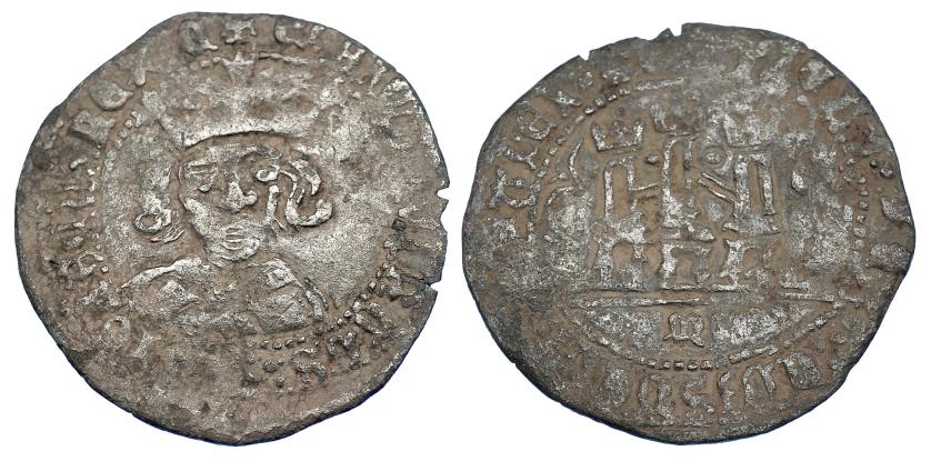 764   -  REINOS DE CASTILLA Y LEÓN. ENRIQUE IV. Cuartillo. Marca M gótica. ¿Medina del Campo? AR 2,33 g. 28,4 mm. III-749. BMM-107.2. BC+.