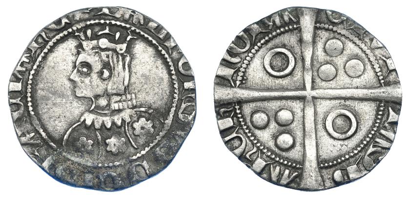 789   -  CORONA DE ARAGÓN. ALFONSO EL BENIGNO (1327-1336). Croat. Barcelona. Recortado para circular como medio croat. AR 2,27 g. 19,7 mm.  IV-366. Oxidación en anv. MBC. Muy interesante.