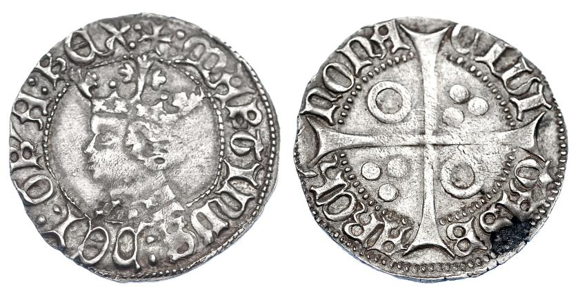 798   -  CORONA DE ARAGÓN. MARTÍN EL HUMANO (1396-1410). Croat. Barcelona. CIVI en tres puntos. AR 3,27 g. 25,8 mm. IV-511.1. MBC. Escasa.