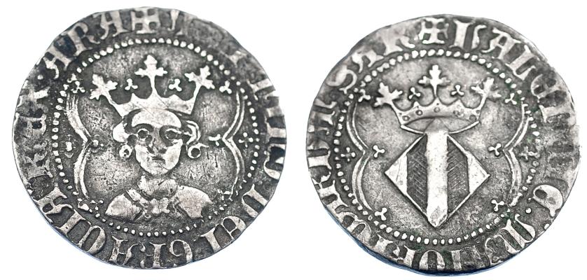 801   -  CORONA DE ARAGÓN. MARTÍN EL HUMANO (1396-1410). Real. Valencia. AR 3,08 g. 22,8 mm. IV-527.1. MBC-/MBC.