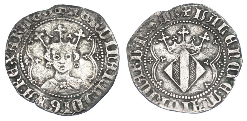 805   -  CORONA DE ARAGÓN. FERNANDO EL DE ANTEQUERA (1412-1416). Real. Valencia. ARAGO al final de la ley. del anv. AR 3,24 g. 24,2 mm. IV-773.1. BC+/MBC.