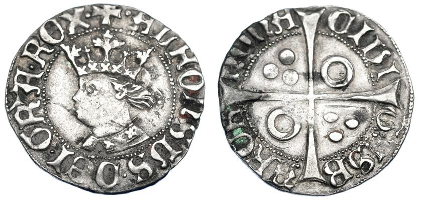 809   -  CORONA DE ARAGÓN. ALFONSO EL MAGNÁNIMO (1416-1458). Croat. Barcelona (1416-1458). CIVI en anillo. AR 3,20 g. 24,5 mm. IV-820. Leve oxidación. MBC.
